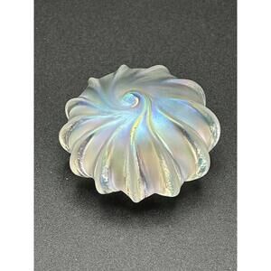Vintage Intaglio Levay Iridescent Carnival Glass Pinwheel Paperweight 1990’s